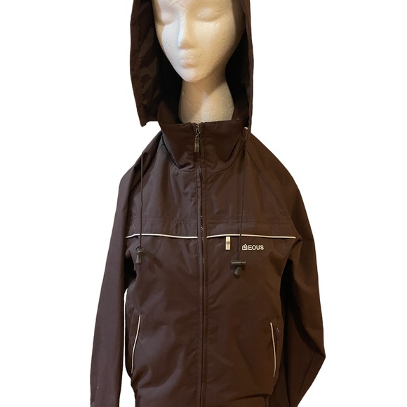 Eous Vintage Jacket Womens Small Brown Equestrian Horses Coat Hooded Full Zip - Picture 4 of 16